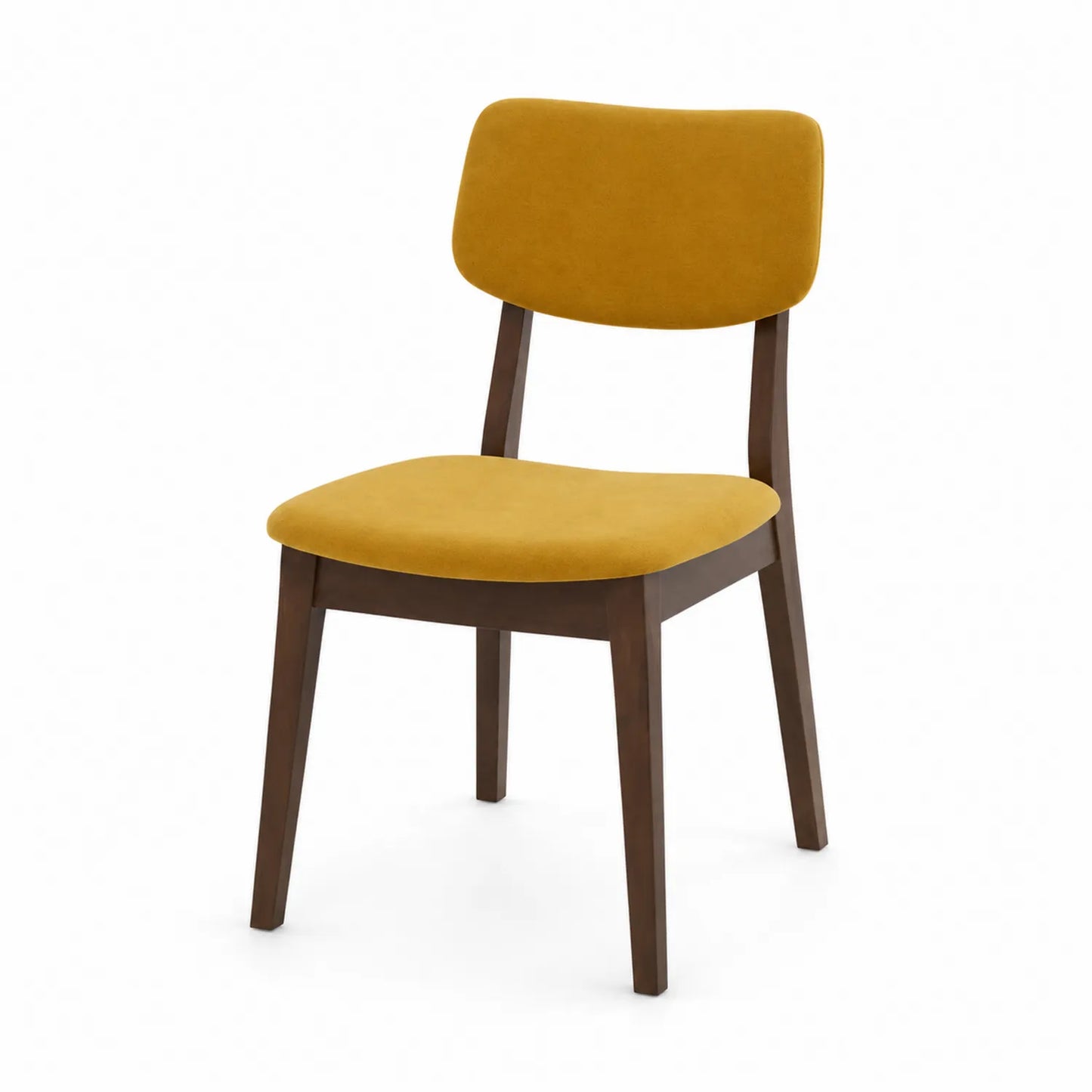 Chaise en bois avec siège en velours jaune, hauteur 85 cm