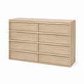 Commode en Bois de Chêne Clair à 8 Tiroirs