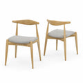 Chaises de salle à manger en bois et tissu gris - Lot de 2