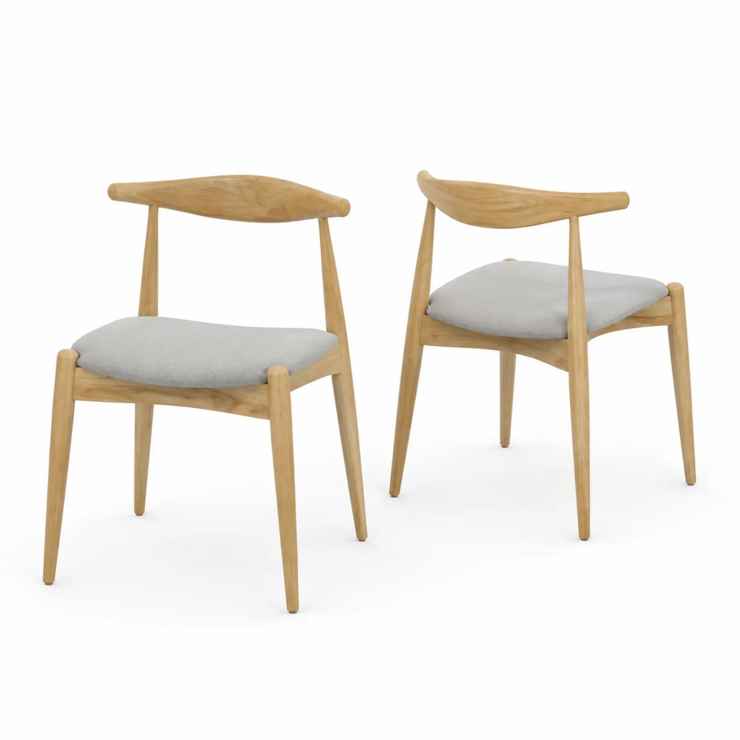 Chaises de salle à manger en bois et tissu gris - Lot de 2